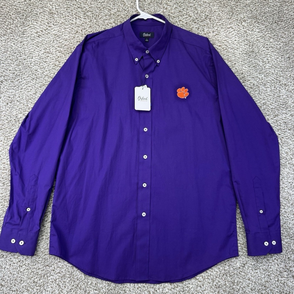 NEW Clemson Tigers Shirt Men's Large Purple Button Up Oxford America